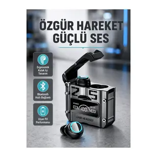 IPX5 Su Geçirmez Kablosuz Bluetooth Kulaklık – Powerbank Şarj Kutulu, Düşük Gecikmeli Oyun Modu