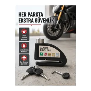 Titreşim Sensörlü Alarmlı Motosiklet Disk Kilidi 14mm Çelik Çift Kilitleme