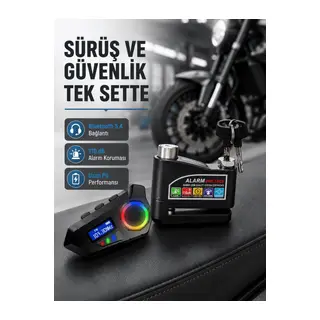 Bluetooth 5.4 İntercom ve Alarmlı Disk Kilidi Seti Güçlü Ses ve Güvenlik