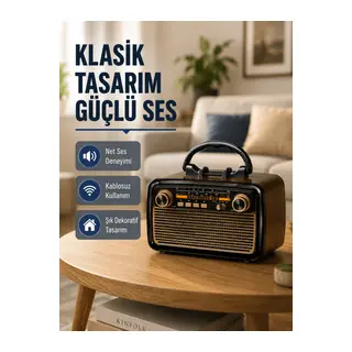 Ahşap Dokulu Bluetooth Müzik Kutusu – Vintage LED Tasarımıyla Modern Ses Deneyimi