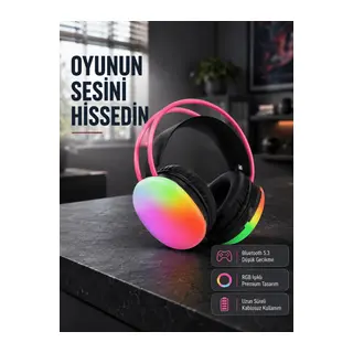 Ergonomik RGB Bluetooth Kulaklık 3D Ses Yeni Nesil