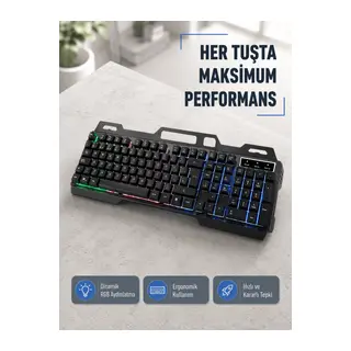 RGB Aydınlatmalı Klavye Mouse Seti – USB Bağlantılı, Türkçe Q, Ayarlanabilir DPI, Ergonomik Yapı