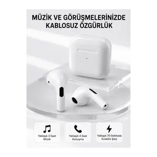 Bluetooth 5.3 TWS Kablosuz Kulak İçi Kulaklık 25 Metre Menzil Şarj Kutulu