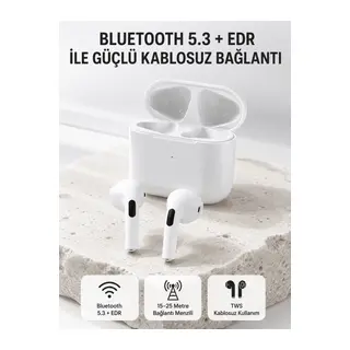 TWS Kablosuz Bluetooth Kulaklık 3 Saat Müzik 4 Saat Konuşma Şarj Kutulu