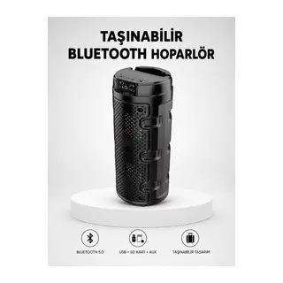 Bluetooth 5.0 Kablosuz Hoparlör Çift Sürücülü Yüksek Ses Kalitesi Kompakt Tasarım
