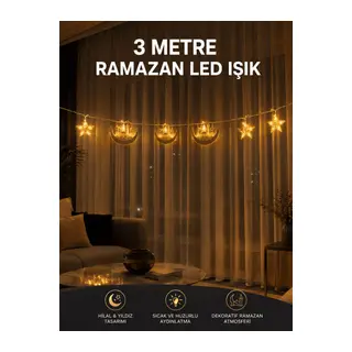 3 Metre Ramazan LED Saçak Işık Ev İçi Dekoratif Aydınlatma