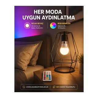 Kumanda Destekli Çok Renkli Akıllı LED Ampul Yeni Nesil