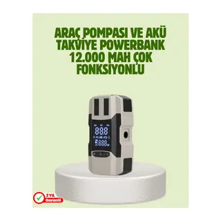 Araç Akü Takviye Cihazı ve Lastik Şişirme Pompası 12.000 mAh
