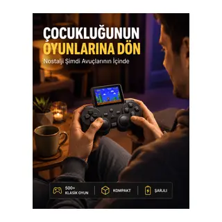 2.4 İnç HD Renkli Ekranlı 500-in-1 Taşınabilir Retro Oyun Konsolu, Kablolu TV Bağlantısı ve Uzun Pil Ömrü