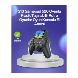 500 Oyunlu Nostaljik El Tipi Oyun Konsolu, Taşınabilir Şarjlı Cihaz, Renkli Ekran ve TV Destekli