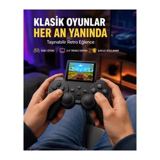 500 Dahili Oyunlu Taşınabilir Retro El Konsolu-2.4 inç Renkli Ekranlı