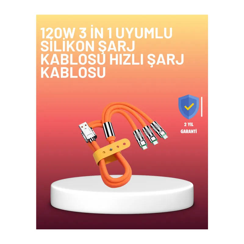 Çinko Alaşımlı Uçlu 120 W Şarj Kablosu – Dolaşmaya Dayanıklı 1,2 m USB Kablo