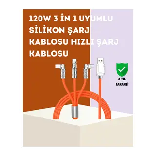 120 W Hızlı Çözüm Sunan 3'ü 1 USB Şarj Kablosu– Sağlam Gövde