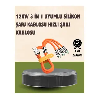 120 W Şarj ve Veri Aktarımı Kablo– 3 Başlıklı Çok Amaçlı Kablo Yüksek Hızlı