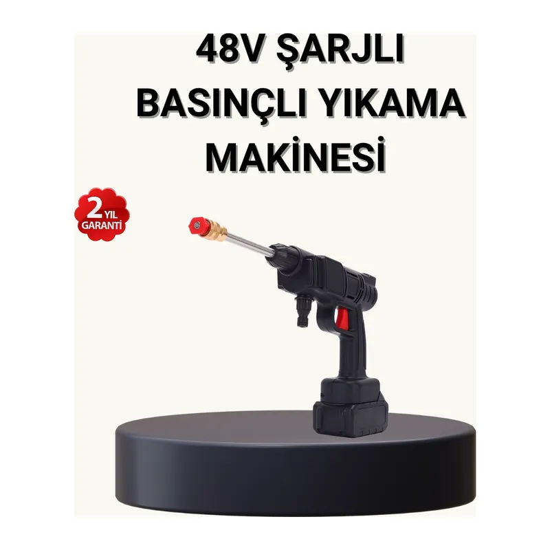 Taşınabilir Basınçlı Yıkama Makinesi – 5m Hortumlu, Köpük Şişeli, 48V Güçlü