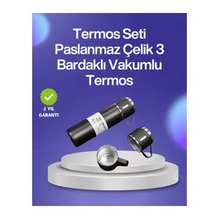 Isıyı Uzun Süre Koruyan 500 ml Termos Seti | Çelik Gövde, 2 Bardaklı, Hediye Kutulu