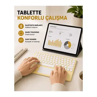 Bluetooth Kablosuz Klavye – İnce Slim Model, Tablet ve Akıllı TV Uyumlu, Sessiz Tuşlu Taşınabilir Klavye