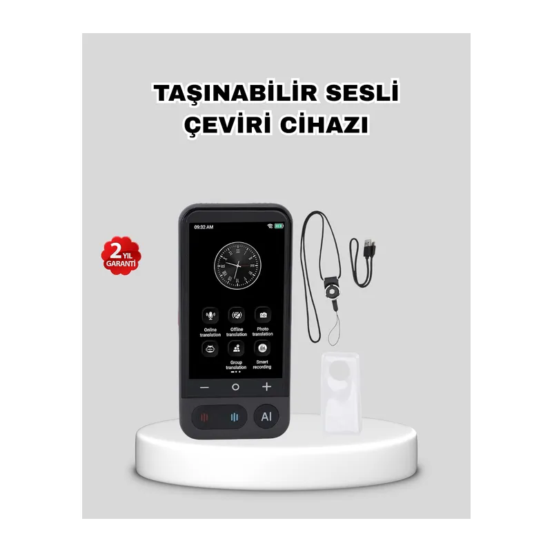 Taşınabilir Akıllı Sesli Çeviri Cihazı – 139 Dil Desteği, Dokunmatik Ekran