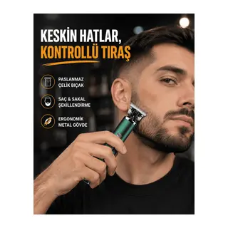 Şarjlı Erkek Tıraş Makinesi – 180 Dakika Pil Ömrü, 2.5 Saat Hızlı Şarj, USB ve Powerbank Uyumlu