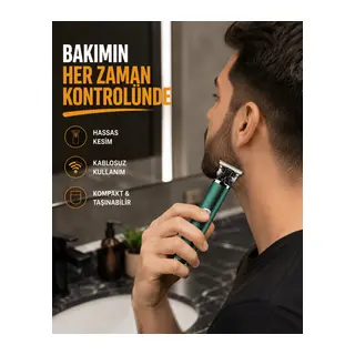 Profesyonel Şarjlı Tıraş Makinesi – 180 Dakika Kullanım, 2.5 Saat Hızlı Şarj, Evrensel USB Şarj Girişli