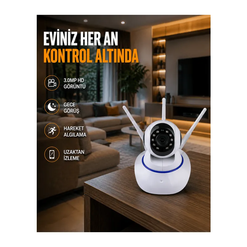Full HD Akıllı IP Kamera – Gece Görüşlü, Hareket Sensörlü, Çift Yönlü Ses ve Online Kayıt Özellikli Yeni Nesil