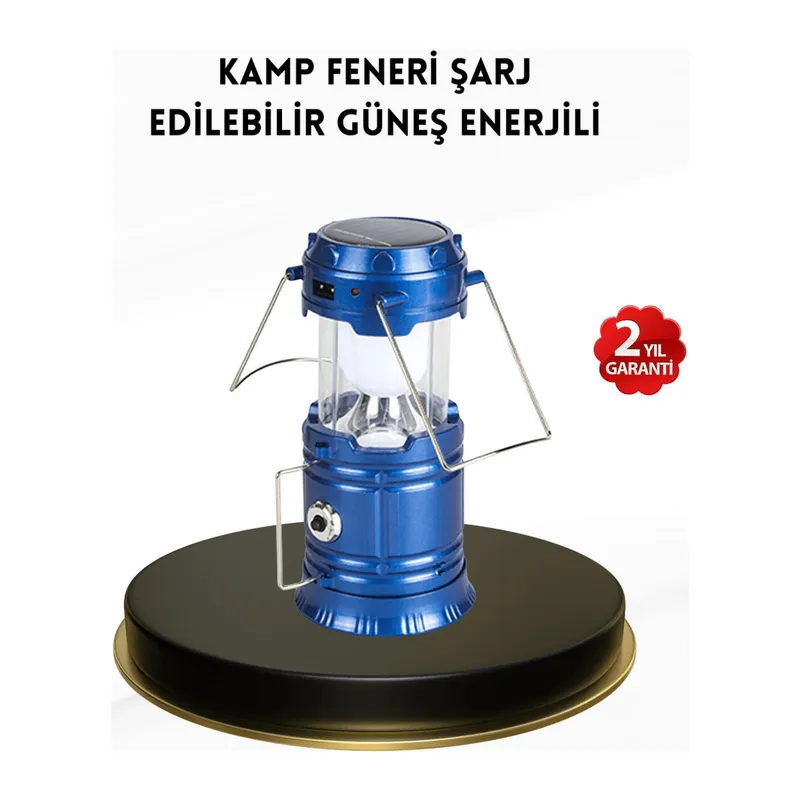 Solar Kamp Lambası Kızak Sistemli Şarjlı Taşınabilir Doğa Yürüyüşü Işığı