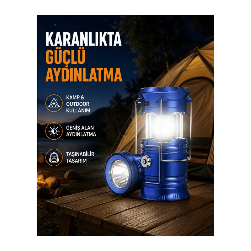 Güneş Enerjisiyle Çalışan Kamp Feneri Hafif Portatif Uzun Ömürlü