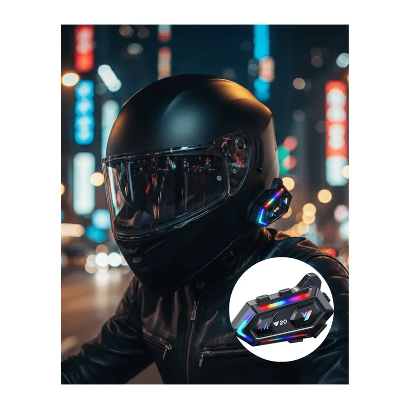 IPX6 Su Geçirmez Intercom 1000m Bağlantı 1000mAh Batarya RGB Işıklı