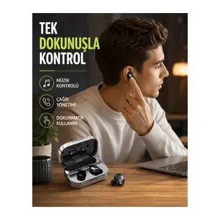 Kablosuz Kulak İçi Bluetooth Kulaklık – Dokunmatik Kontrol ve LED Şarj Ekranı