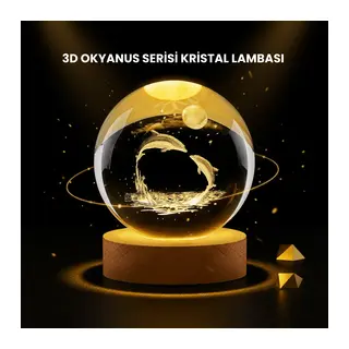 LED Işıklı Yunus Küre Ahşap Standlı Modern Dekoratif Aksesuar
