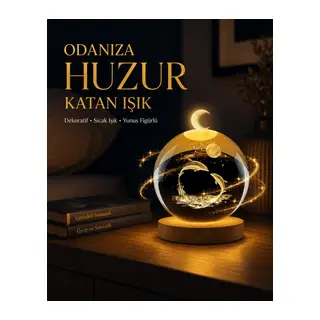 Yunus Temalı Kristal Küre USB Işıklı Ahşap Altlıklı Gece Lambası