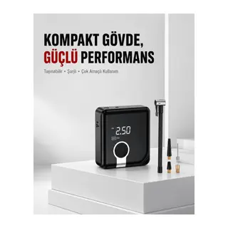 6000mAh Bataryalı Type-C Şarjlı Diyafram Tip Kompresör LED Işıklı