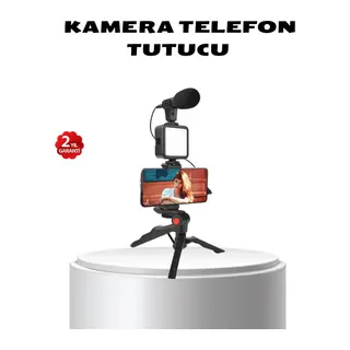 Video Çekim Kiti Tripod LED Işık Harici Mikrofon ve Bluetooth Kumanda Seti