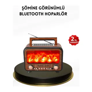 Alev Işığı Efektli Solar Bluetooth Hoparlör Radyo Destekli Taşınabilir Model