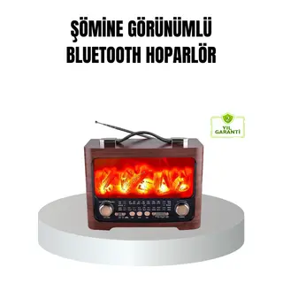 Solar Şarjlı Şömine Alev Efektli Bluetooth Hoparlör 7W Taşınabilir Ses Sistemi