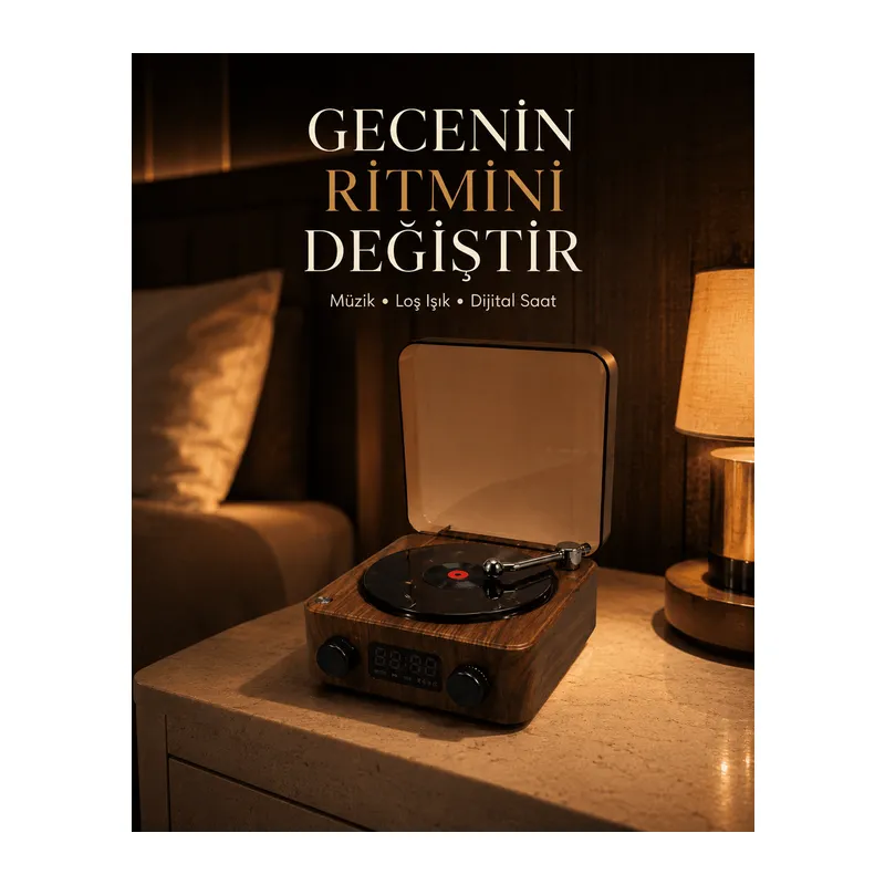 Gece Lambası Bluetooth Hoparlör Dijital Saat Çok Fonksiyonlu Su Dalgası Işıklı