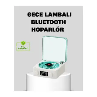 Gece Lambası Stereo Bluetooth Hoparlör Dijital Saatli Vintage Tasarım Çok Fonksiyonlu