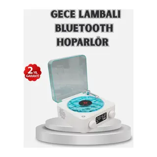 3-ü-1 Gece Işığı Bluetooth Hoparlör Dijital Saat Vintage Plak Çalar Tasarımlı