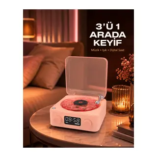 Gece Lambası Stereo Bluetooth Hoparlör Dijital Saat Su Dalgası Efektli 3-ü-1 Cihaz