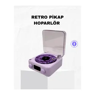 Retro Pikap Hoparlör Bluetooth AUX USB Type-C Projektörlü 360° Sesli Taşınabilir