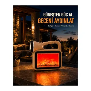 Güneş Enerjili Alev Efektli Lamba COB Led Su Geçirmez Çok Fonksiyonlu