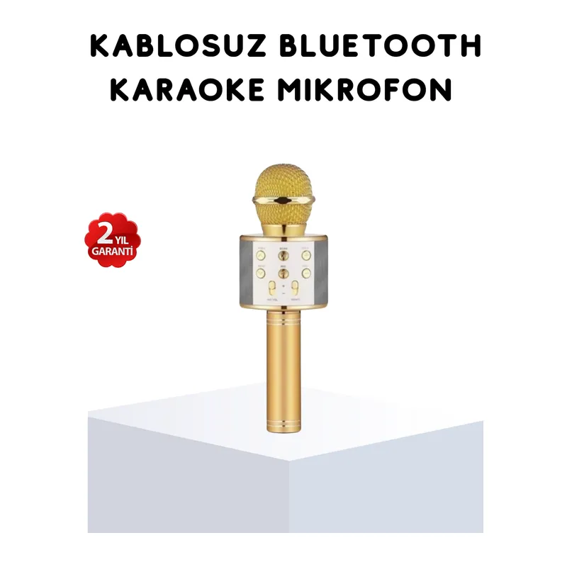 Karaoke Mikrofonu Bluetooth USB AUX Girişli Yankı Efektli