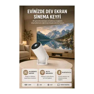 Kablosuz Projeksiyon Cihazı 4K Destekli HDMI USB Oyun Uyumlu