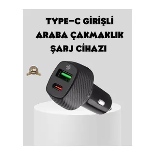 Araç Tipi Hızlı Şarj Adaptörü Type-C PD USB Çift Port Kompakt