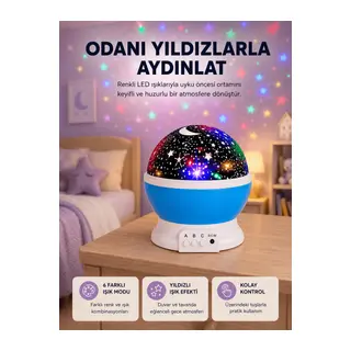 Renkli LED Gece Lambası 6 Işık Modlu Çocuk Odası Atmosfer Aydınlatma