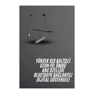 100 Saat Bluetooth Kulaklık Dijital Göstergeli ANC Özelliği Kablolu