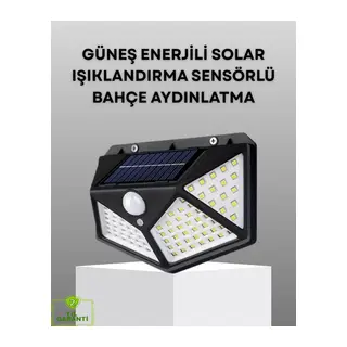 100 LED Solar Lamba Hareket Algılamalı Bahçe Duvar Dış Mekan Aydınlatma