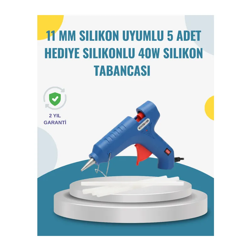 5 Silikon Hediyeli 40W Sıcak Silikon Tabancası Pratik Güçlü Kullanım