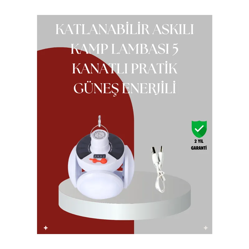 360 Derece Katlanabilir Solar LED Aydınlatma Çadır Lambası