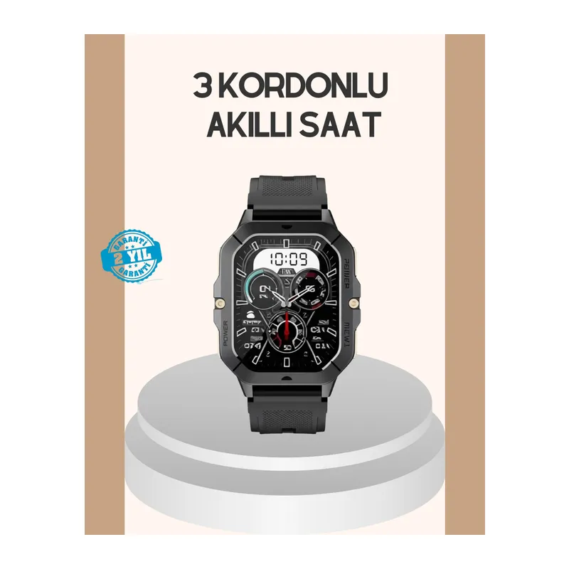 3 Kordonlu Akıllı Saat Uzun Pil Süreli